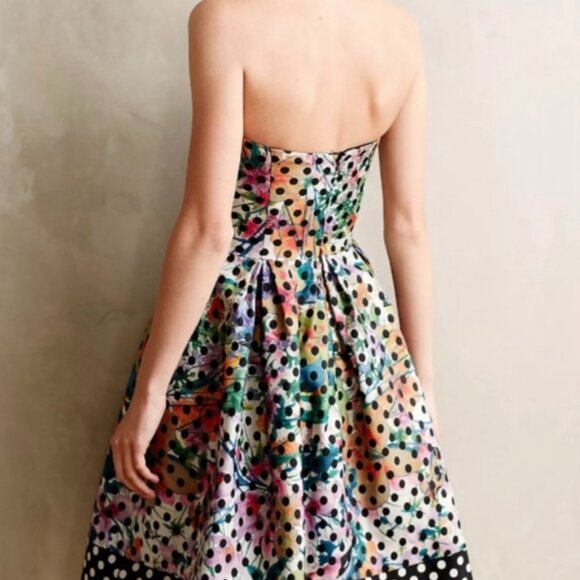Corey Lynn Calter Anthropologie Lavendal Floral Polka Dot Strapless Dress - Picture 9 of 9